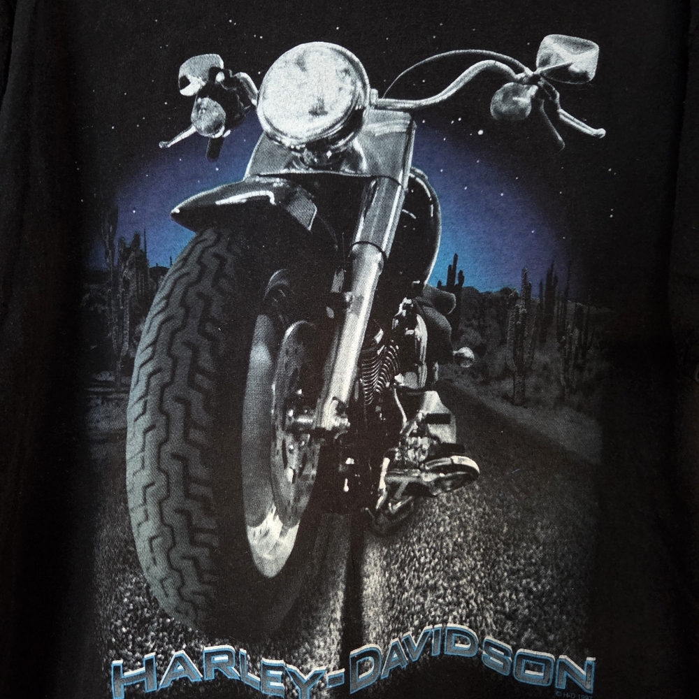 Vintage 90s Harley Davidson T-Shirt Big Bike Desert Graphic Men's XL Tee USA - Picture 2 of 12
